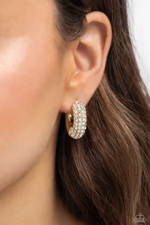 Combustible Confidence - Gold Rhinestone Earrings - Paparazzi Accessories