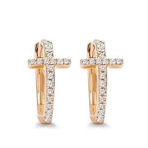 Cross Huggies Diamond Hoops.