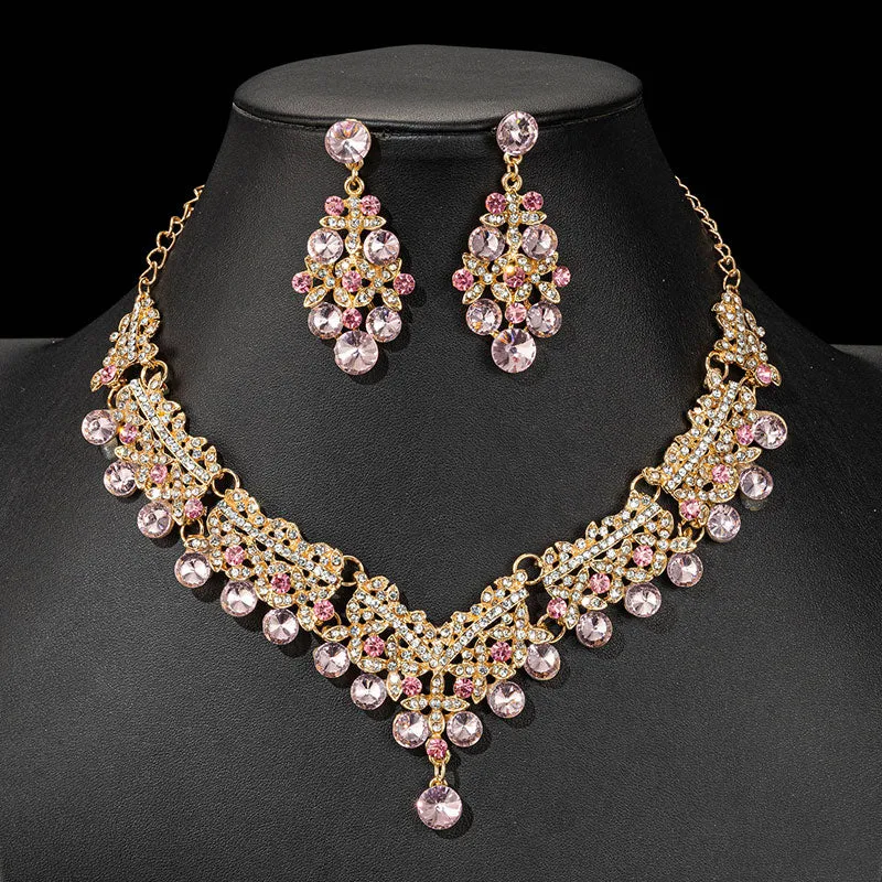 Crystal Necklace  and Earrings Jewelry Set Accessories