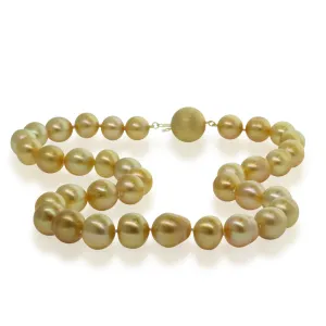 Cultured Golden Pearl Necklace With 14ct Yellow Gold Clasp