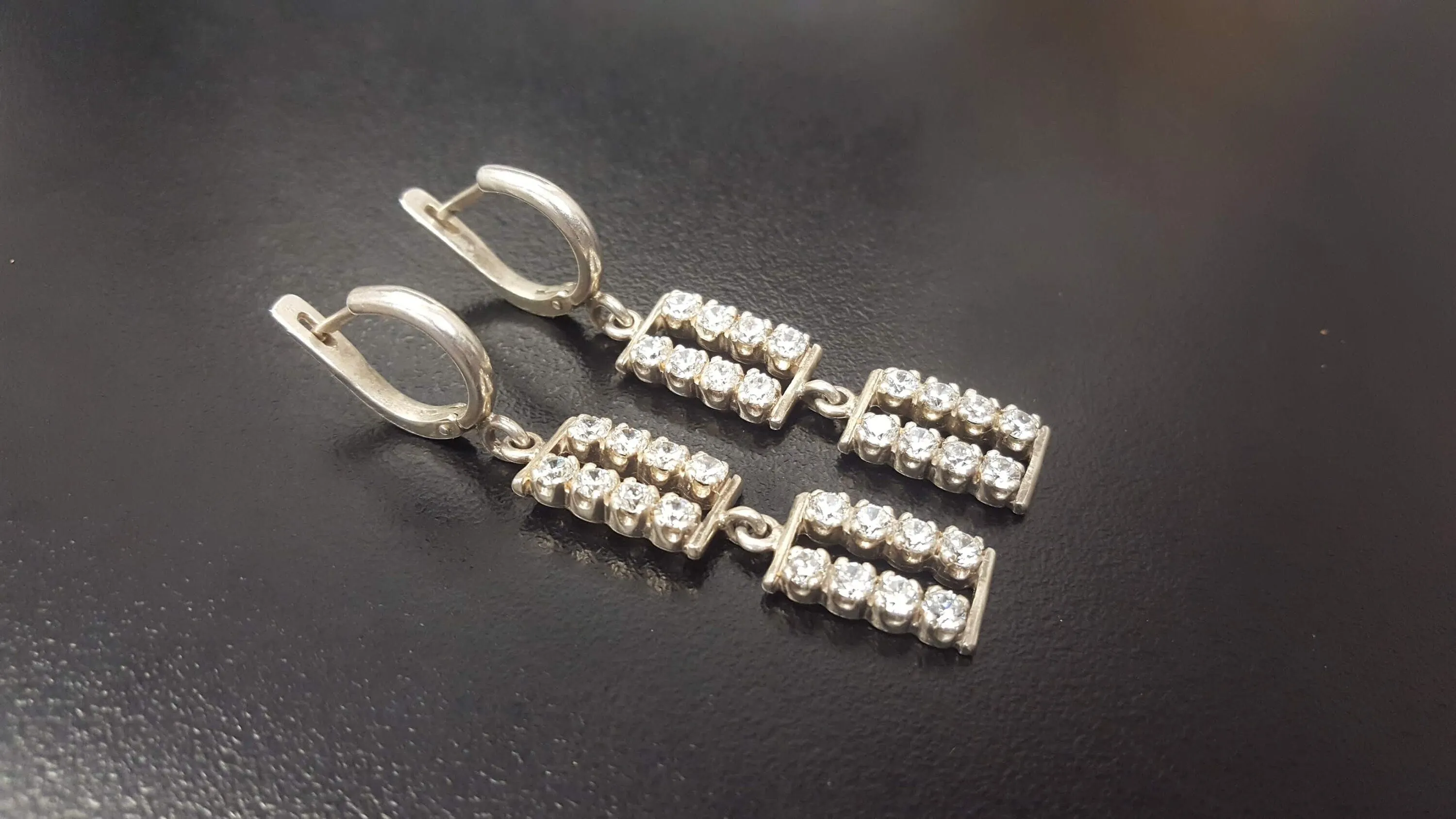 Dangling Diamond Earrings - Statement Drop Earrings - Long Vintage Earrings