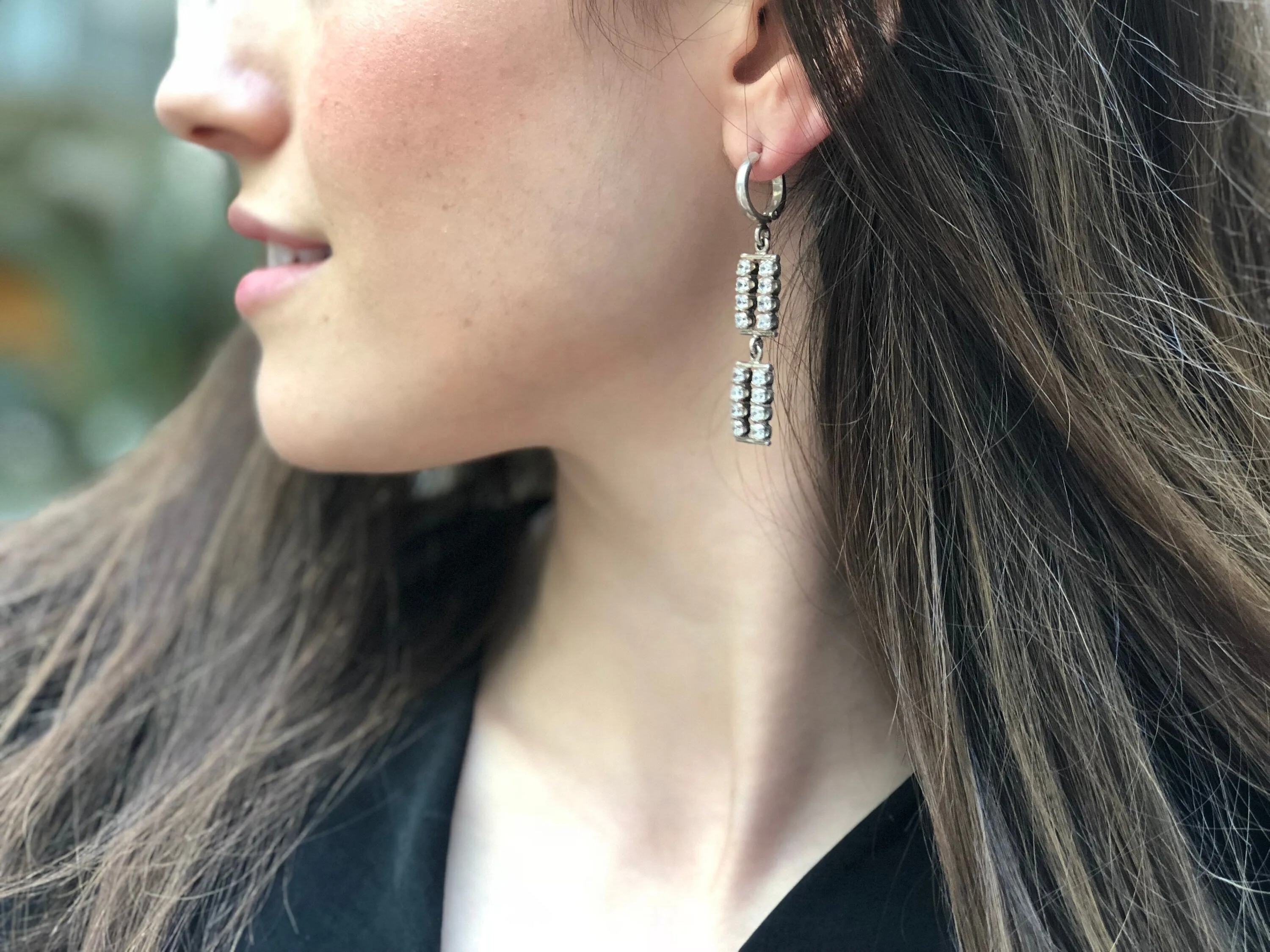 Dangling Diamond Earrings - Statement Drop Earrings - Long Vintage Earrings