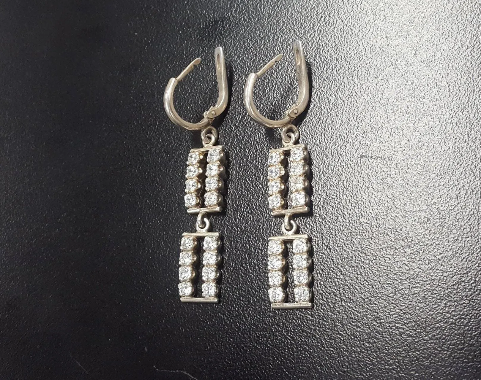 Dangling Diamond Earrings - Statement Drop Earrings - Long Vintage Earrings