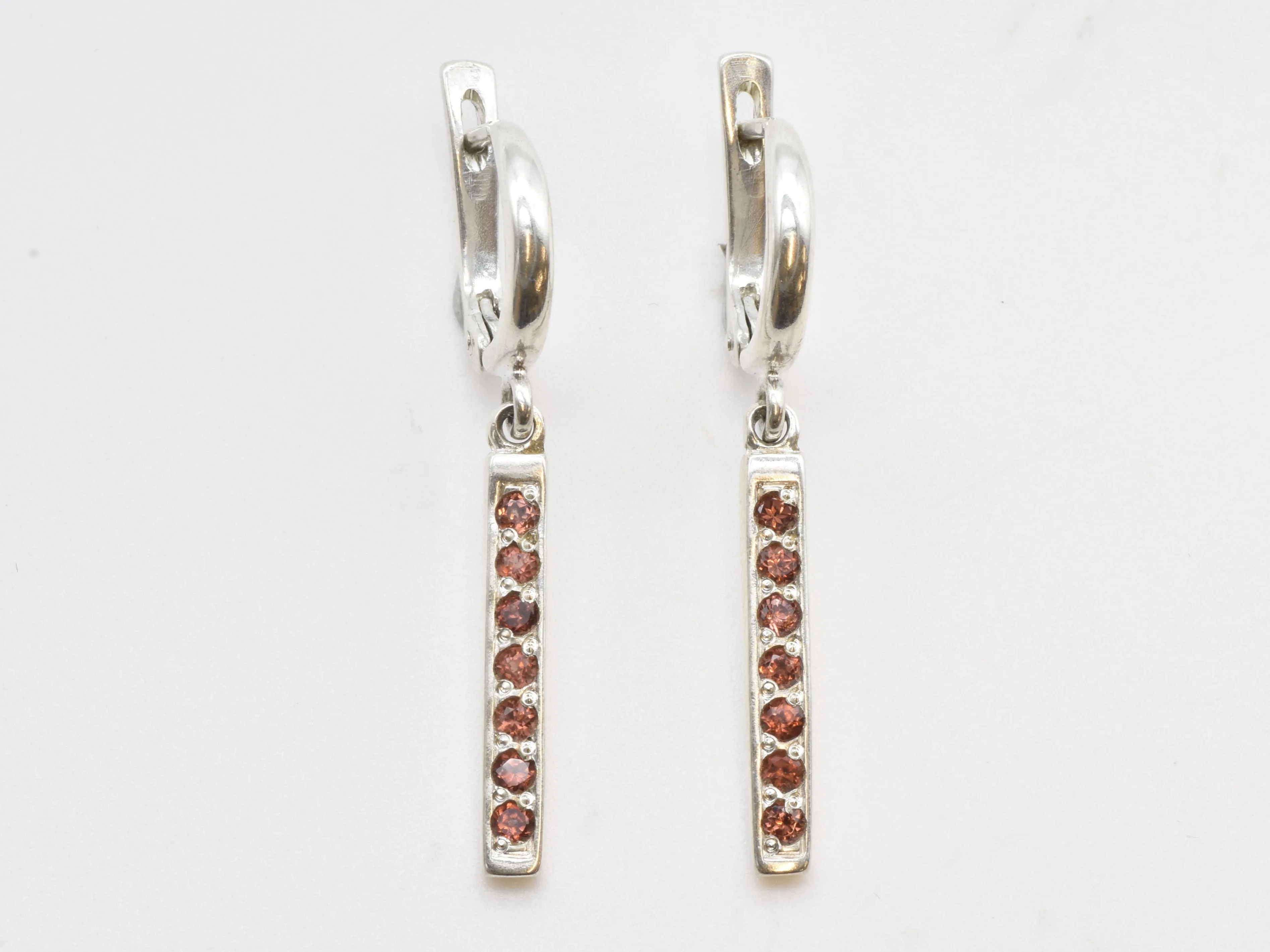 Dangling Garnet Earrings - Natural Garnet Earrings, Red Bar Earrings