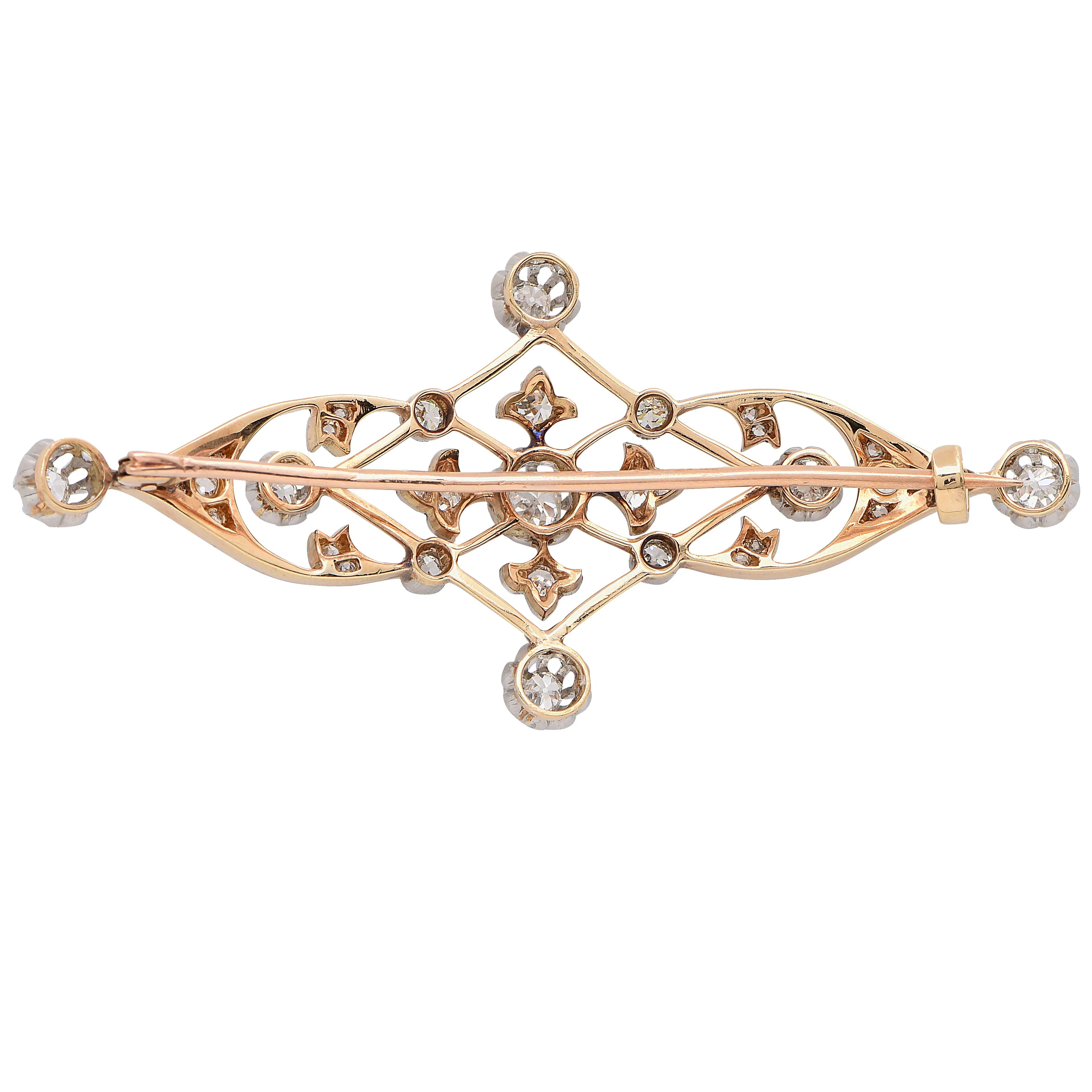 Delicate Diamond Art Nouveau Brooch