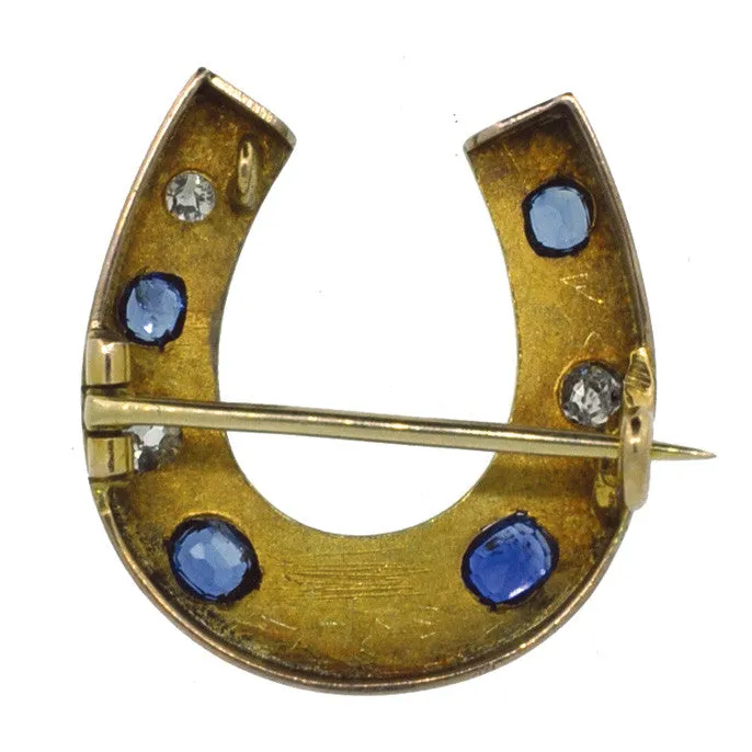 Diamond & Sapphire Horse Shoe Brooch