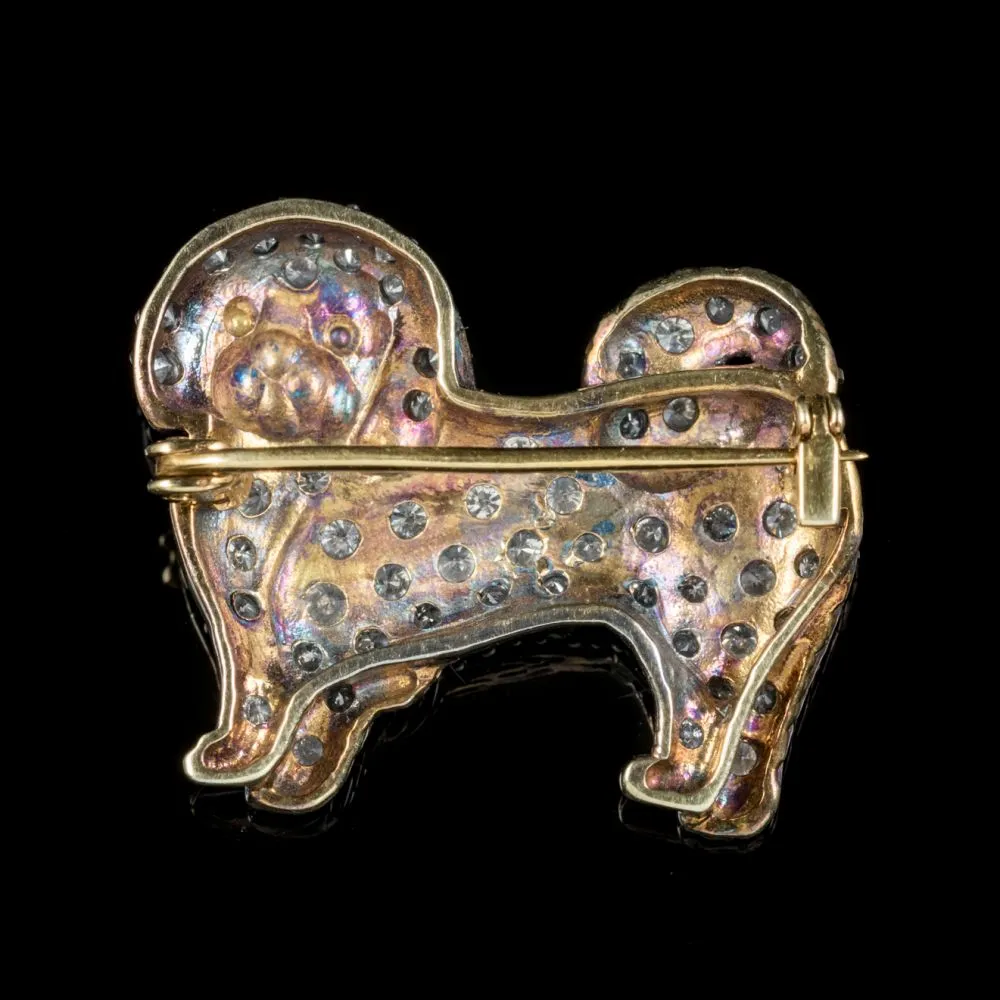 Diamond Dog Brooch 3Ct Of Diamonds Maltese Dog