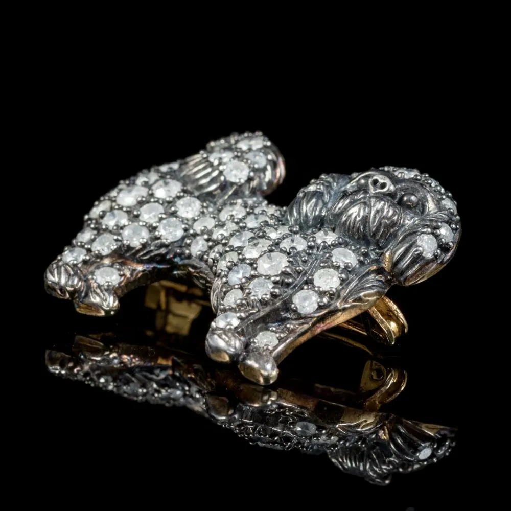 Diamond Dog Brooch 3Ct Of Diamonds Maltese Dog