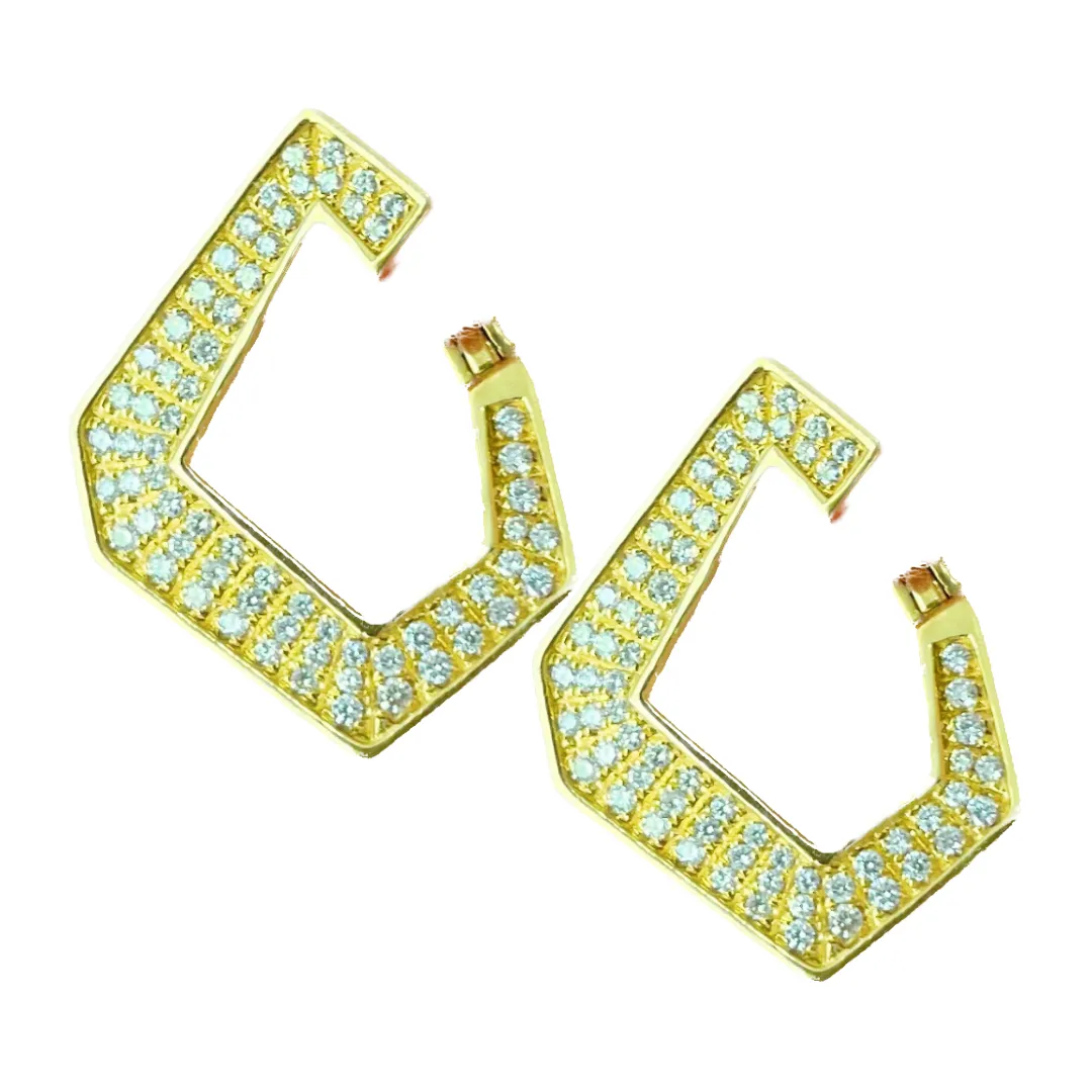 Diamond Pave Geometric Hoop