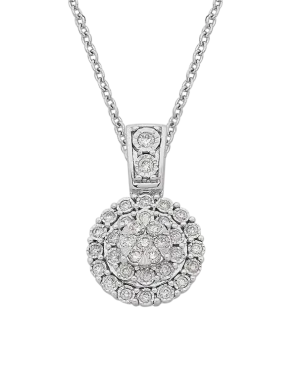 Diamond Pendant - 10ct Diamond Set White Gold Pendant - 767653