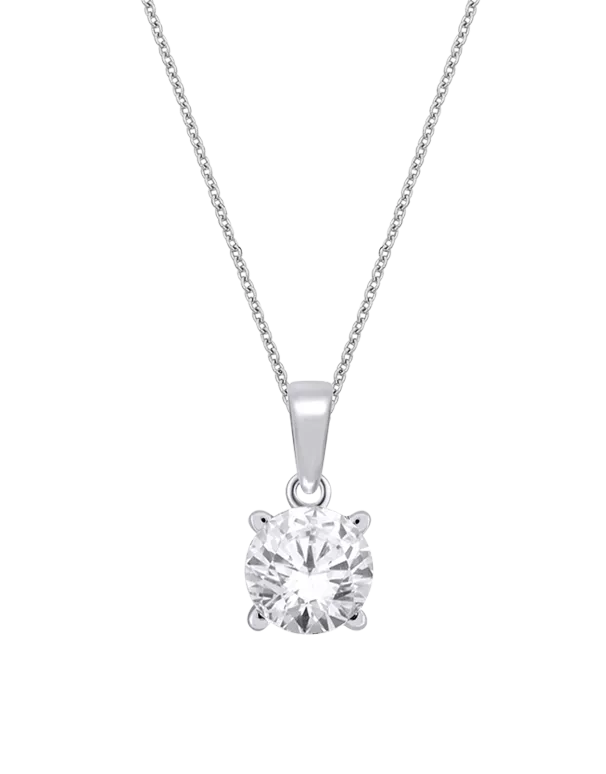 Diamond Pendant - 10ct White Gold Solitaire Pendant - 768585