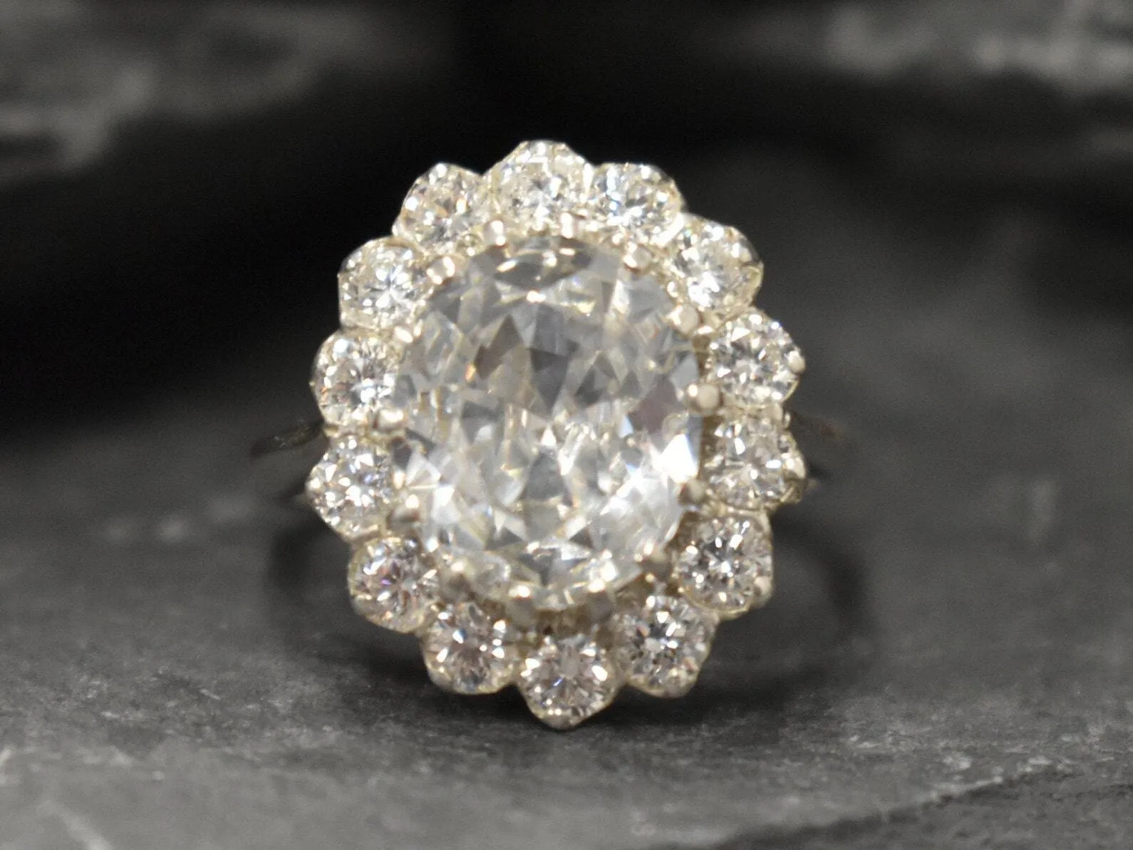 Diamond Victorian Ring - Princess Diana Ring - Statement Diamond Ring