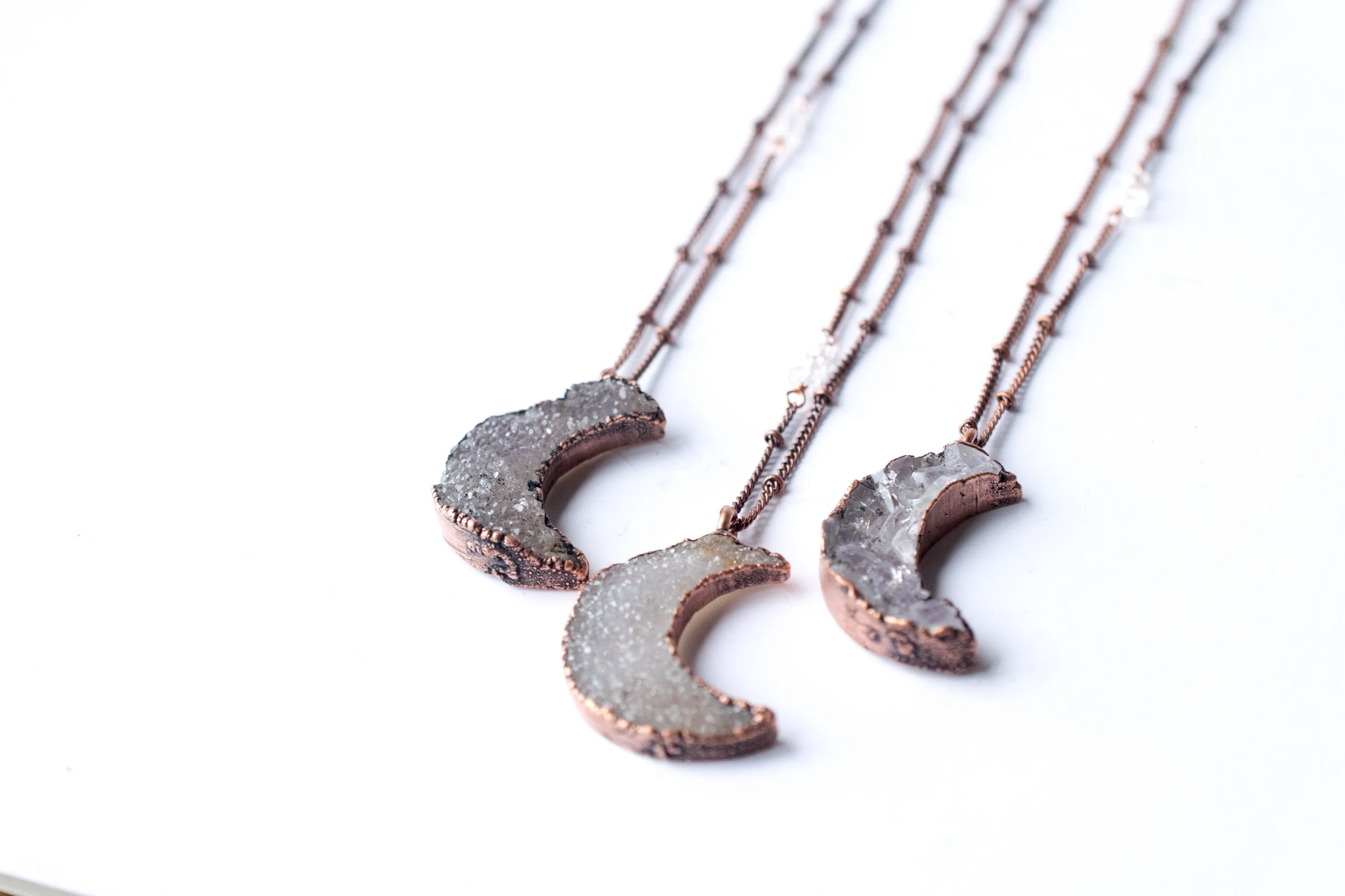 Druzy Moon Necklace | Crescent Moon Necklace