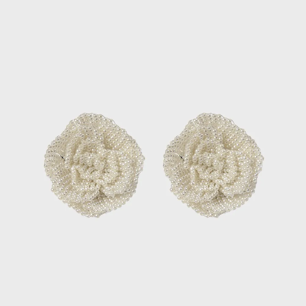 [EIREVE] Seasonless BEADED PEARL ROSE BROOCH SET (CREAM)