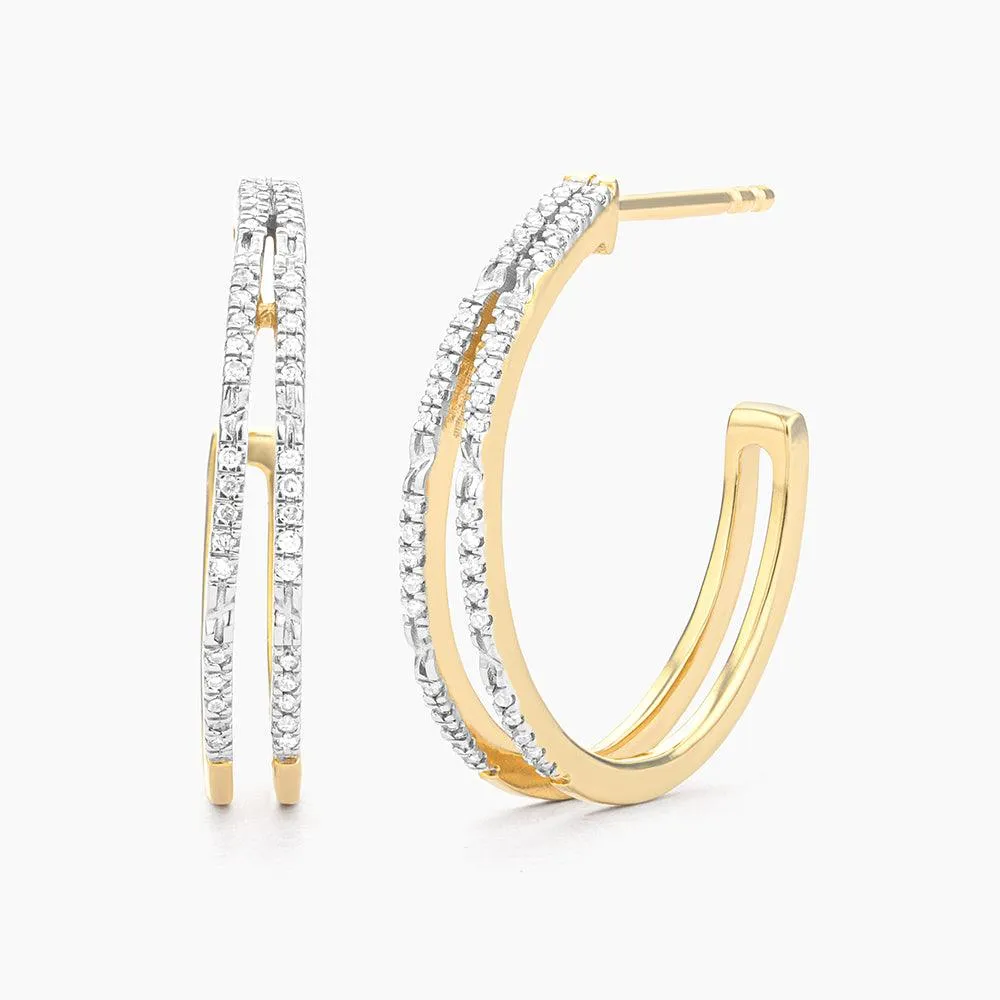 Ella Stein Double Bar Small Hoop Earrings in Gold