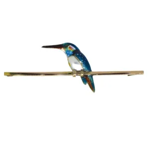 Enamel & Pearl Kingfisher Tie Pin