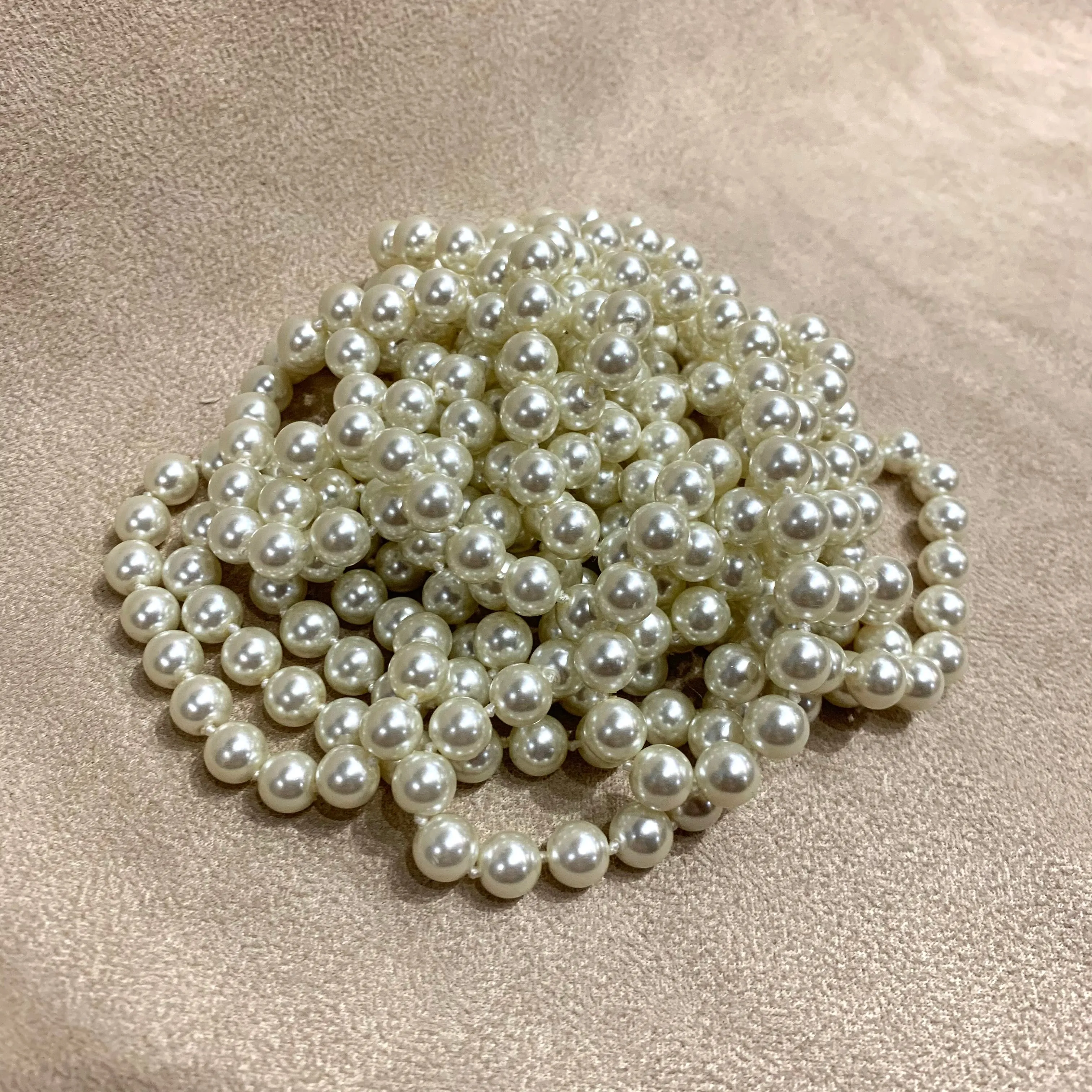 Extra Long Glass Pearl Necklace