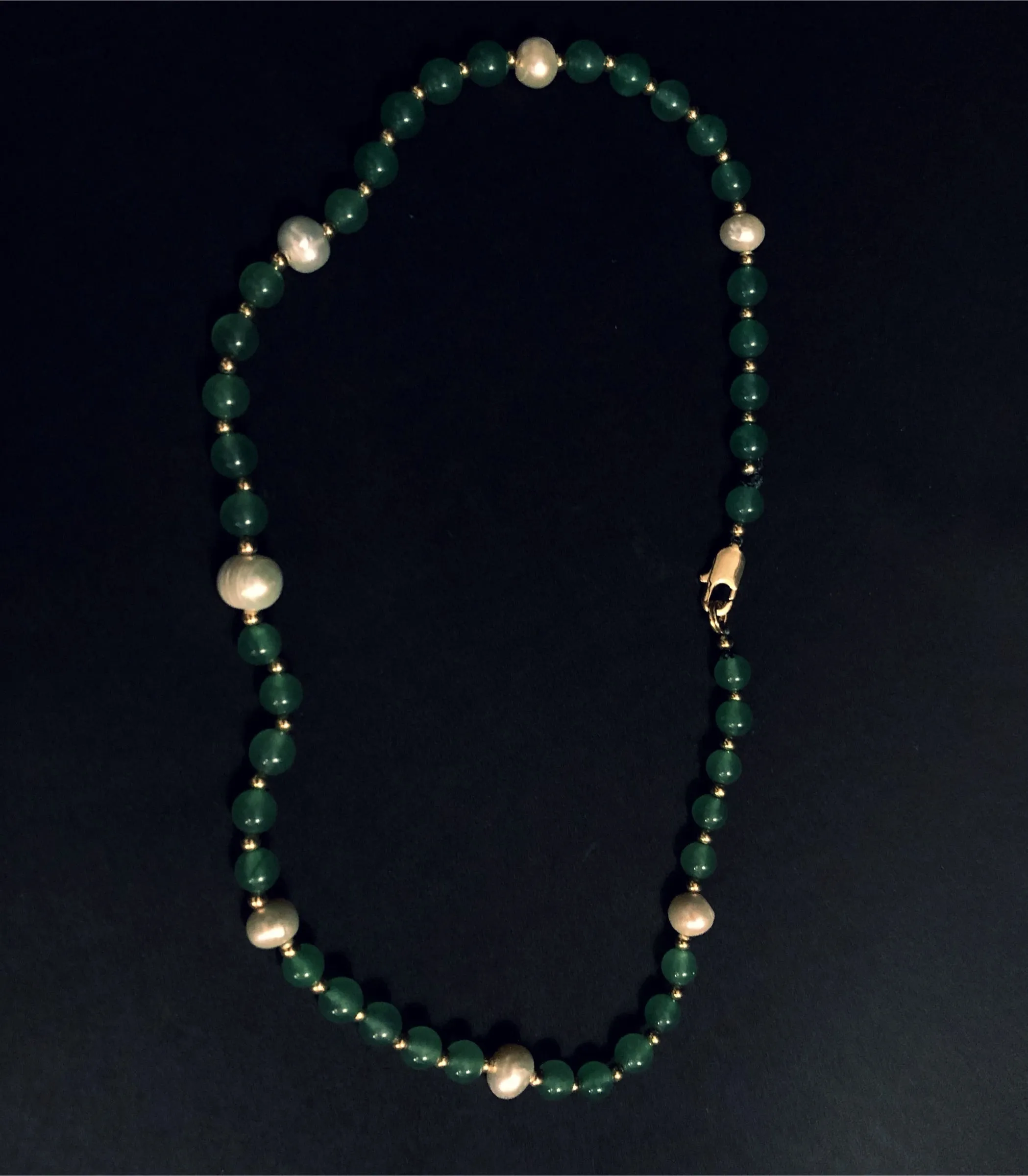 Falone Fresh Water Pearl   Jade Necklace