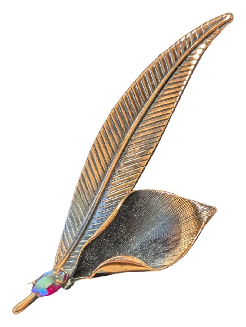 Feather Brooch w Ear clips