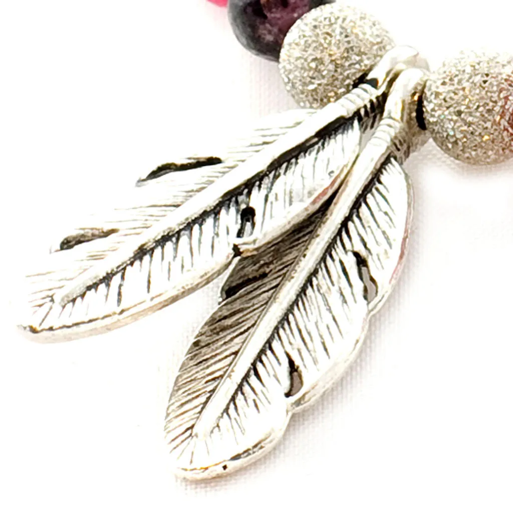 Feather Charm Gemstone Duo Bracelet