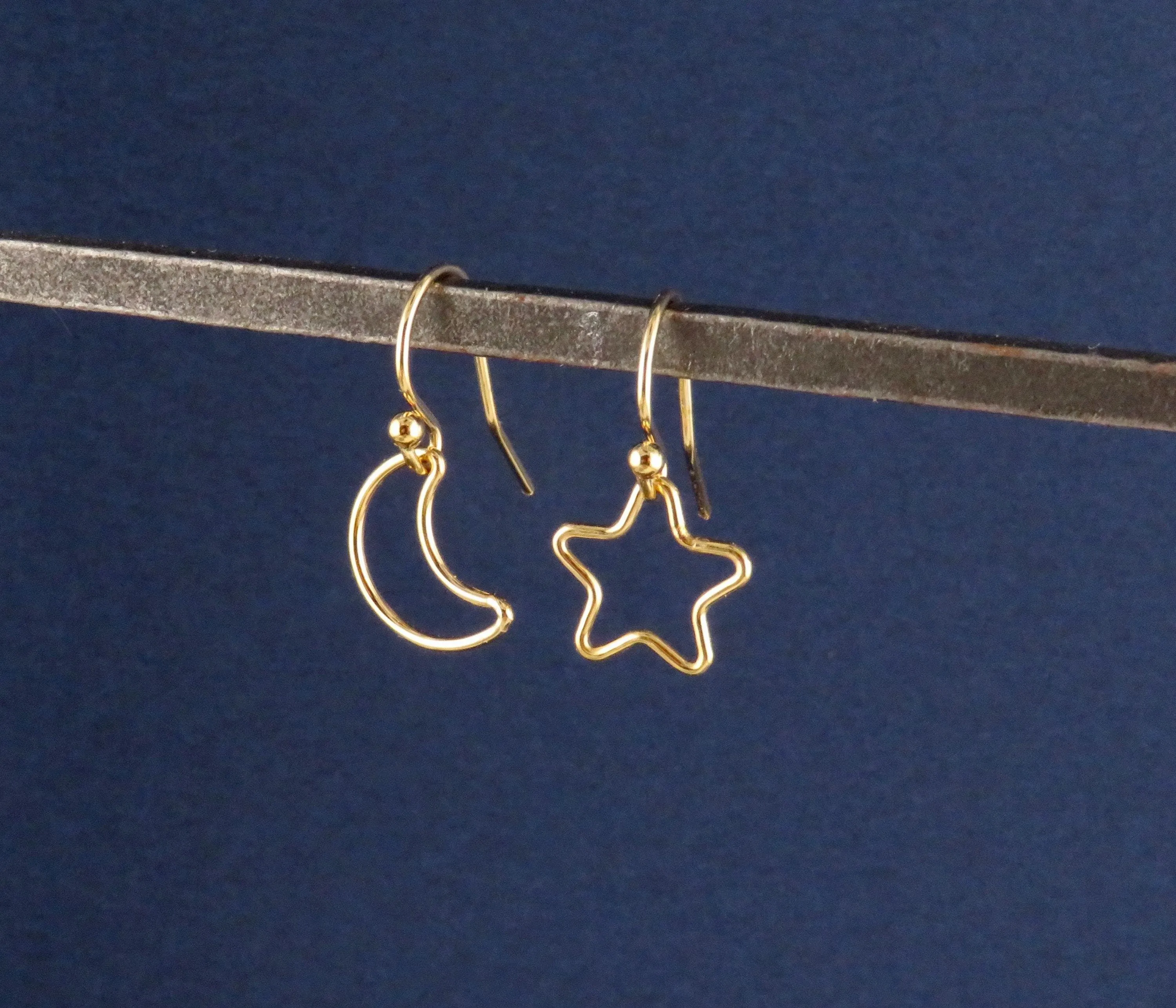 Fine Open Moon and Star Earrings