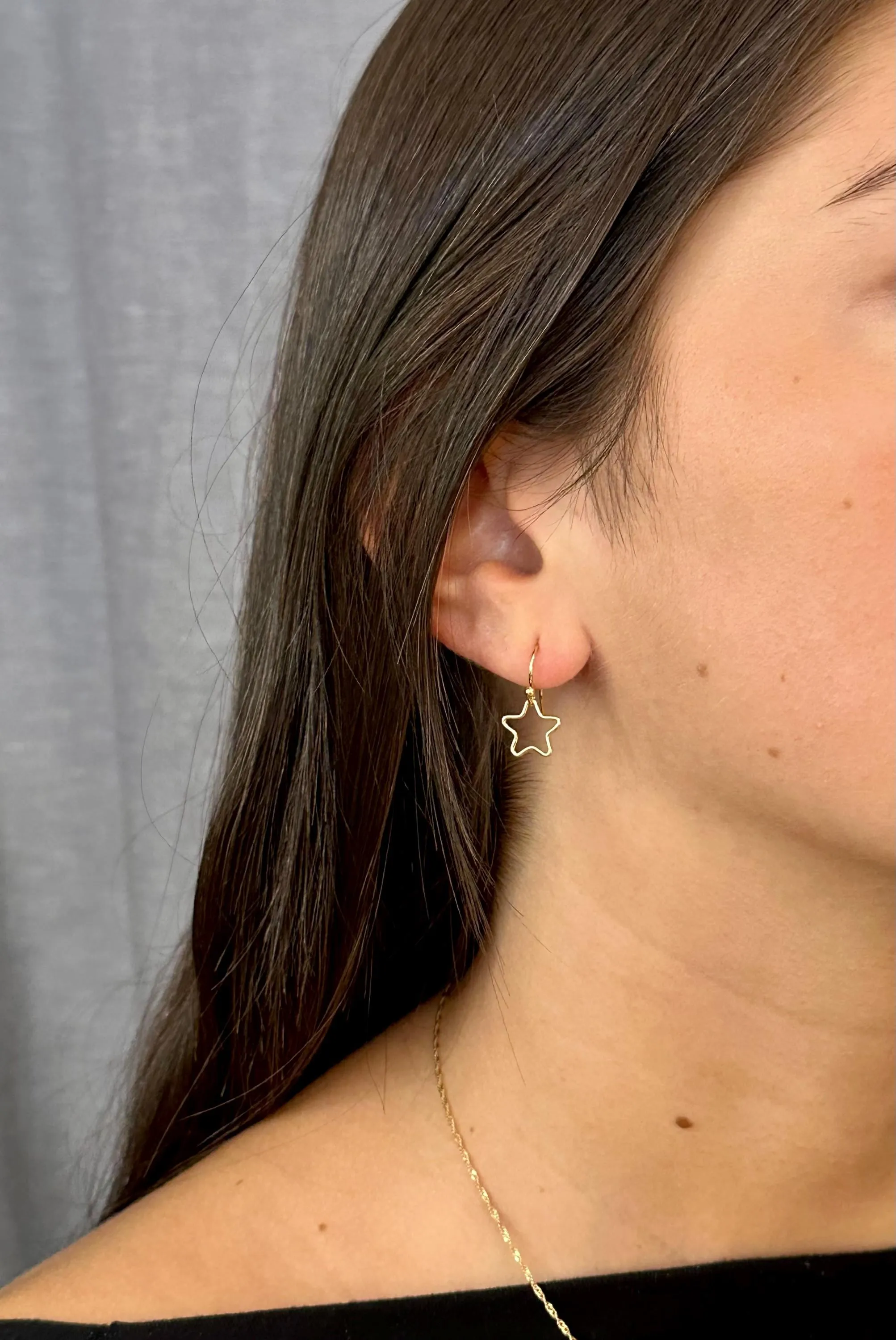 Fine Open Moon and Star Earrings