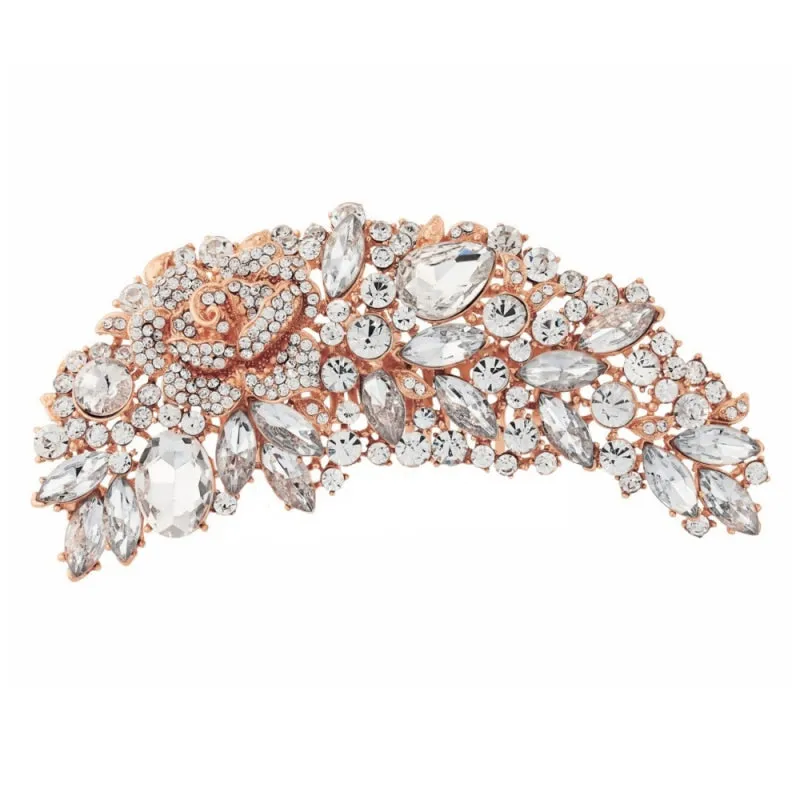 Fleur Rose Gold and Crystal Brooch