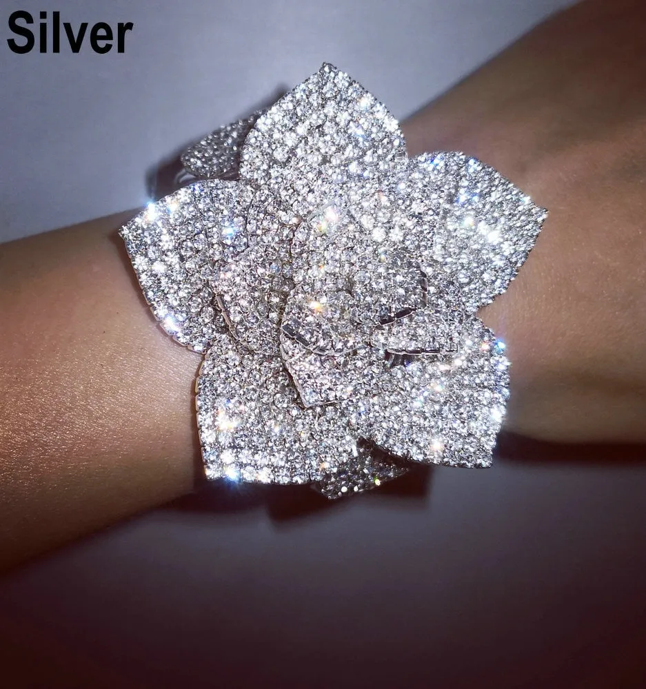 Flower or Bow Shape Rhinestone Rose Wrist Corsages- Bracelets