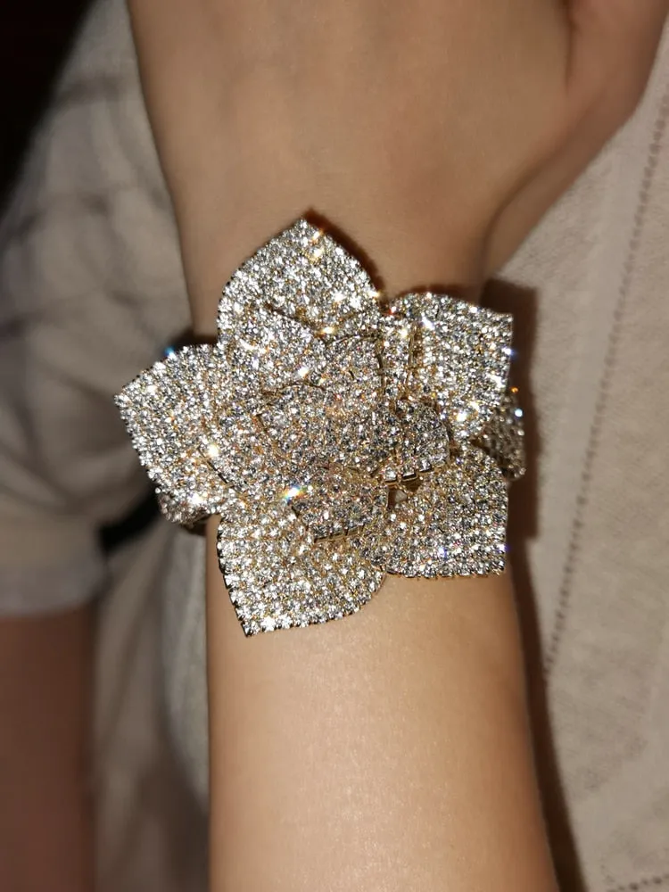 Flower or Bow Shape Rhinestone Rose Wrist Corsages- Bracelets