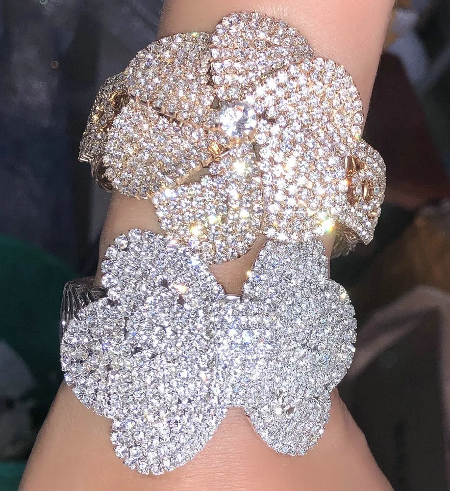 Flower or Bow Shape Rhinestone Rose Wrist Corsages- Bracelets