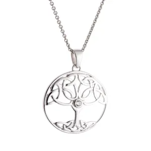 Galway Crystal Tree of Life Crystal Sterling Silver Pendant