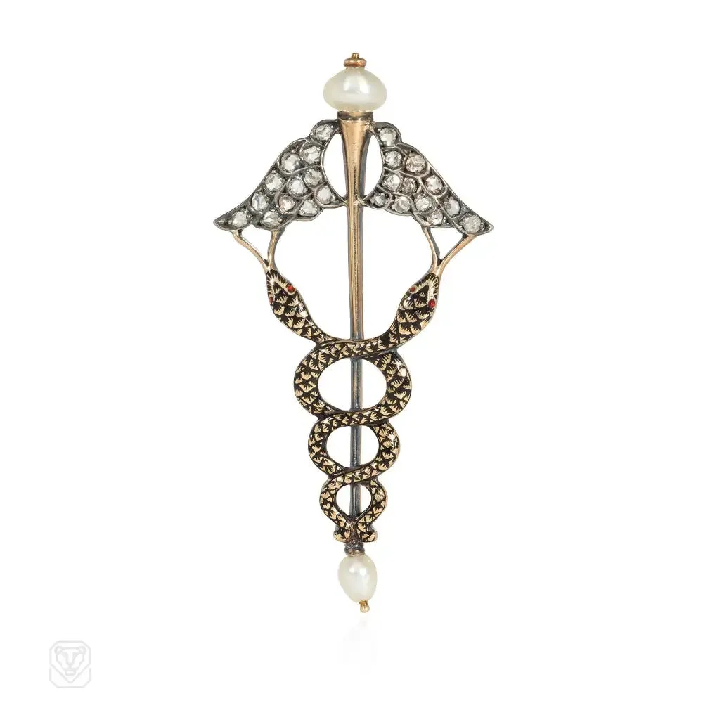 Giuliano antique caduceus brooch