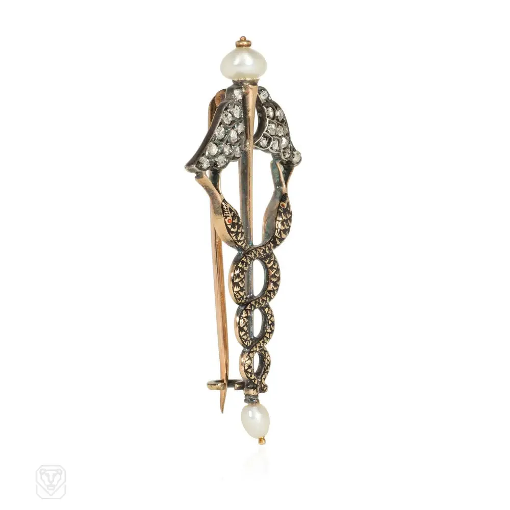 Giuliano antique caduceus brooch