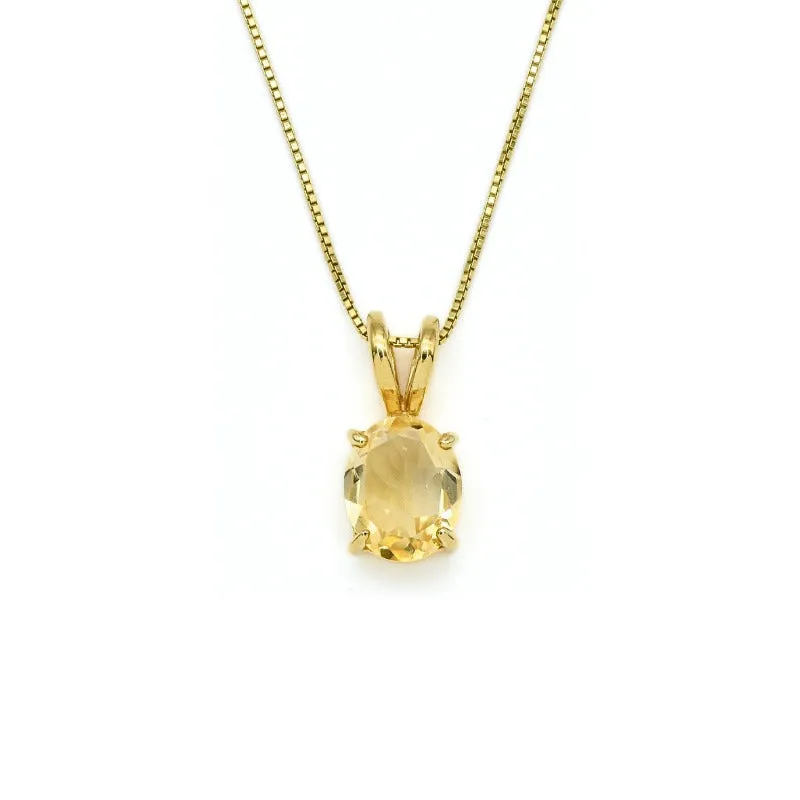 Gold Citrine Pendant -Genuine Citrine Necklace - November Birthstone Pendant