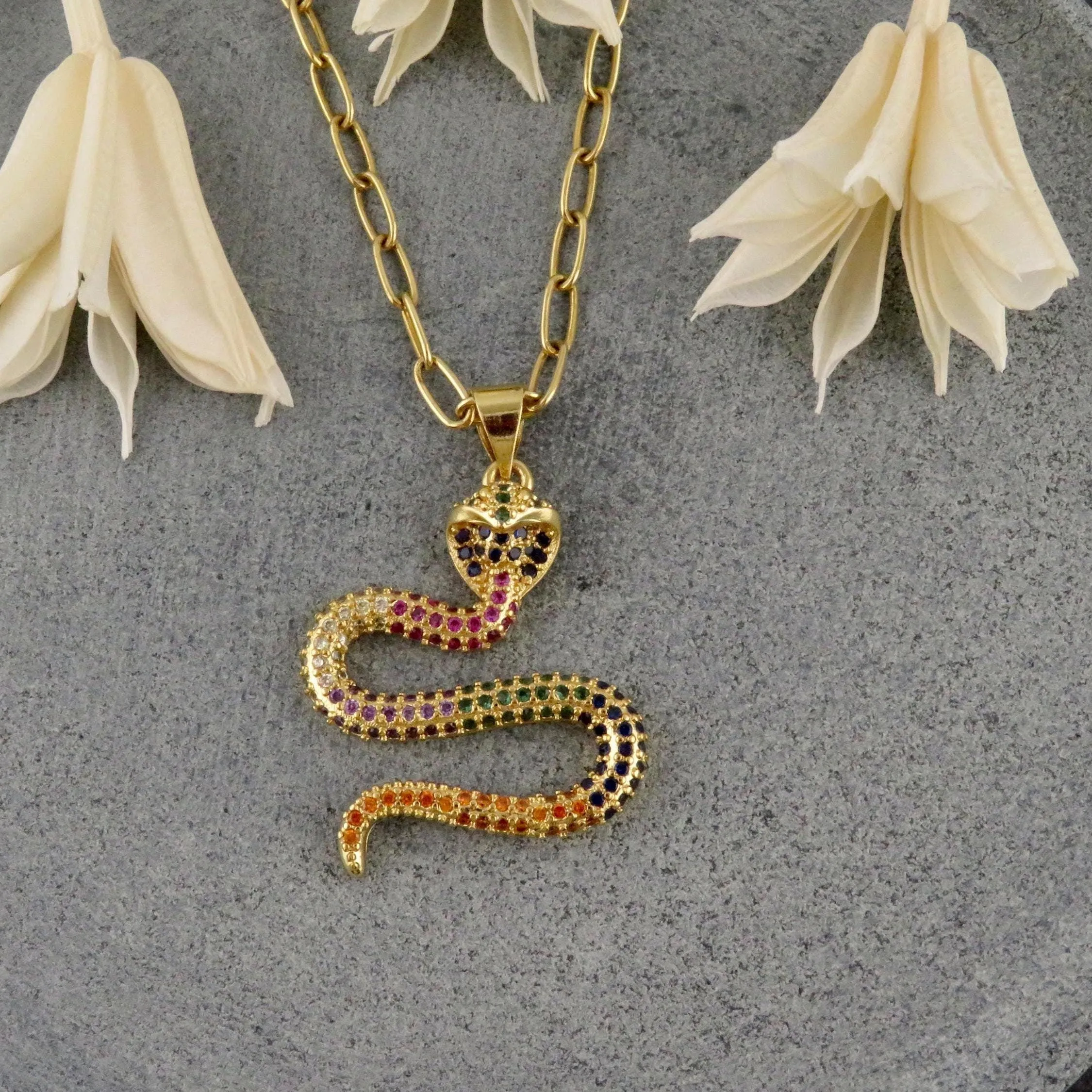 Gold Colorful Twisted Serpent Necklace