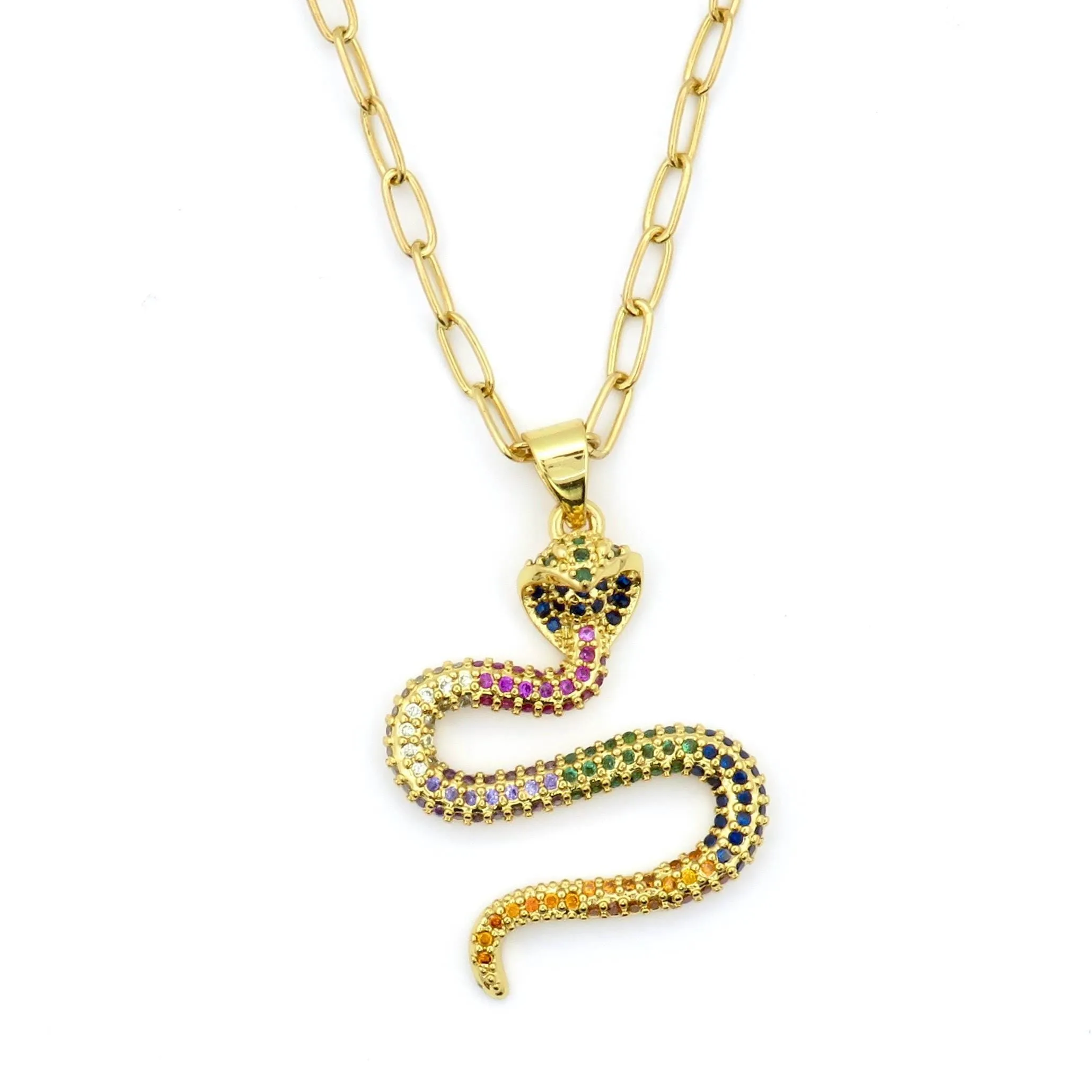 Gold Colorful Twisted Serpent Necklace