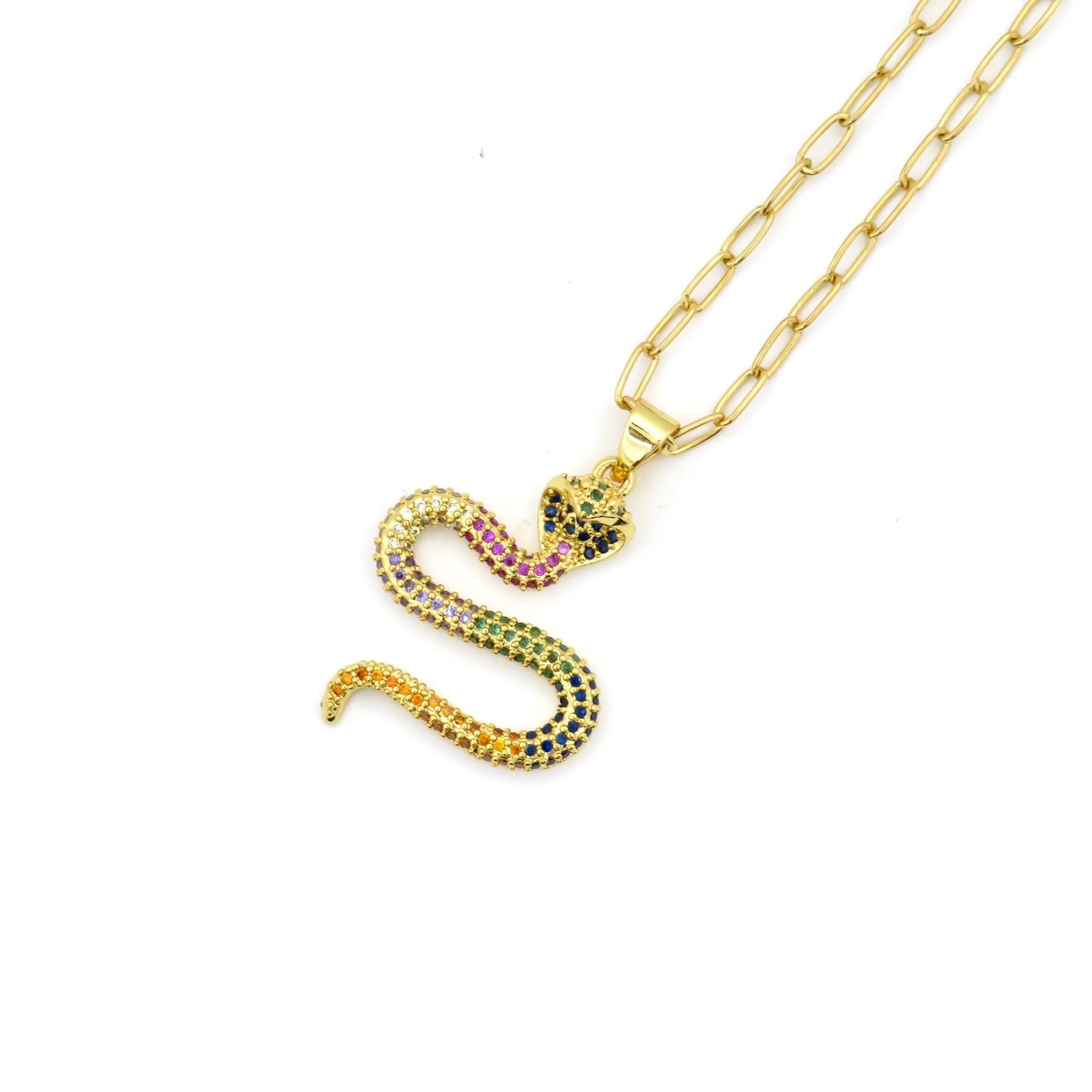 Gold Colorful Twisted Serpent Necklace