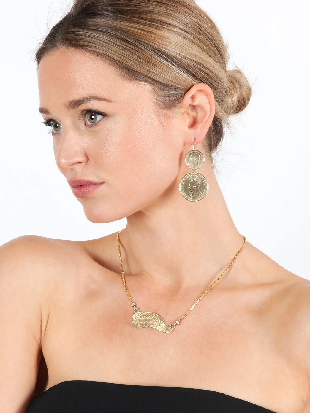 Gold Double Coin Earrings