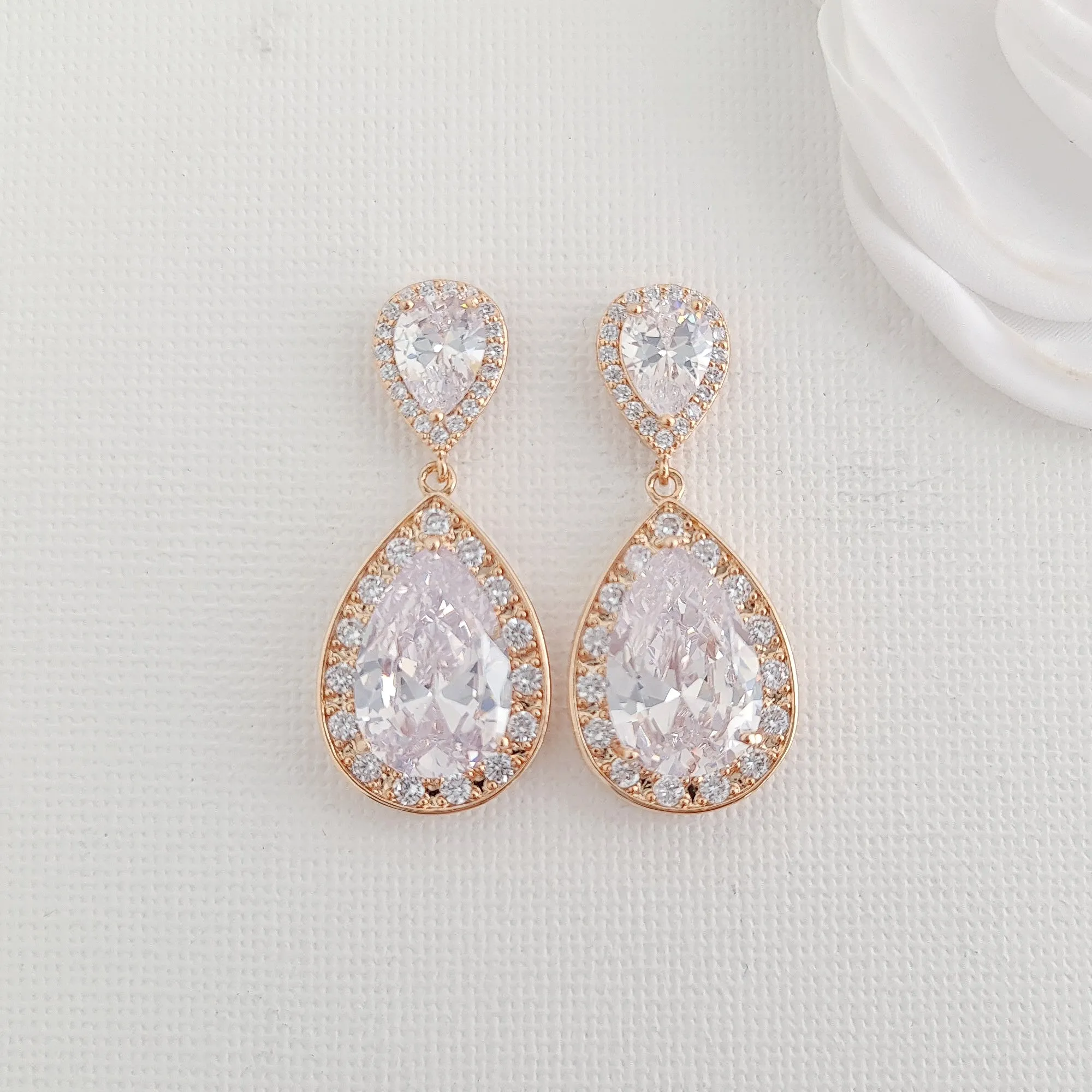 Gold Earrings for Brides and Wedding Party-Evelyn