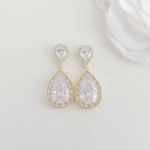 Gold Earrings for Brides and Wedding Party-Evelyn