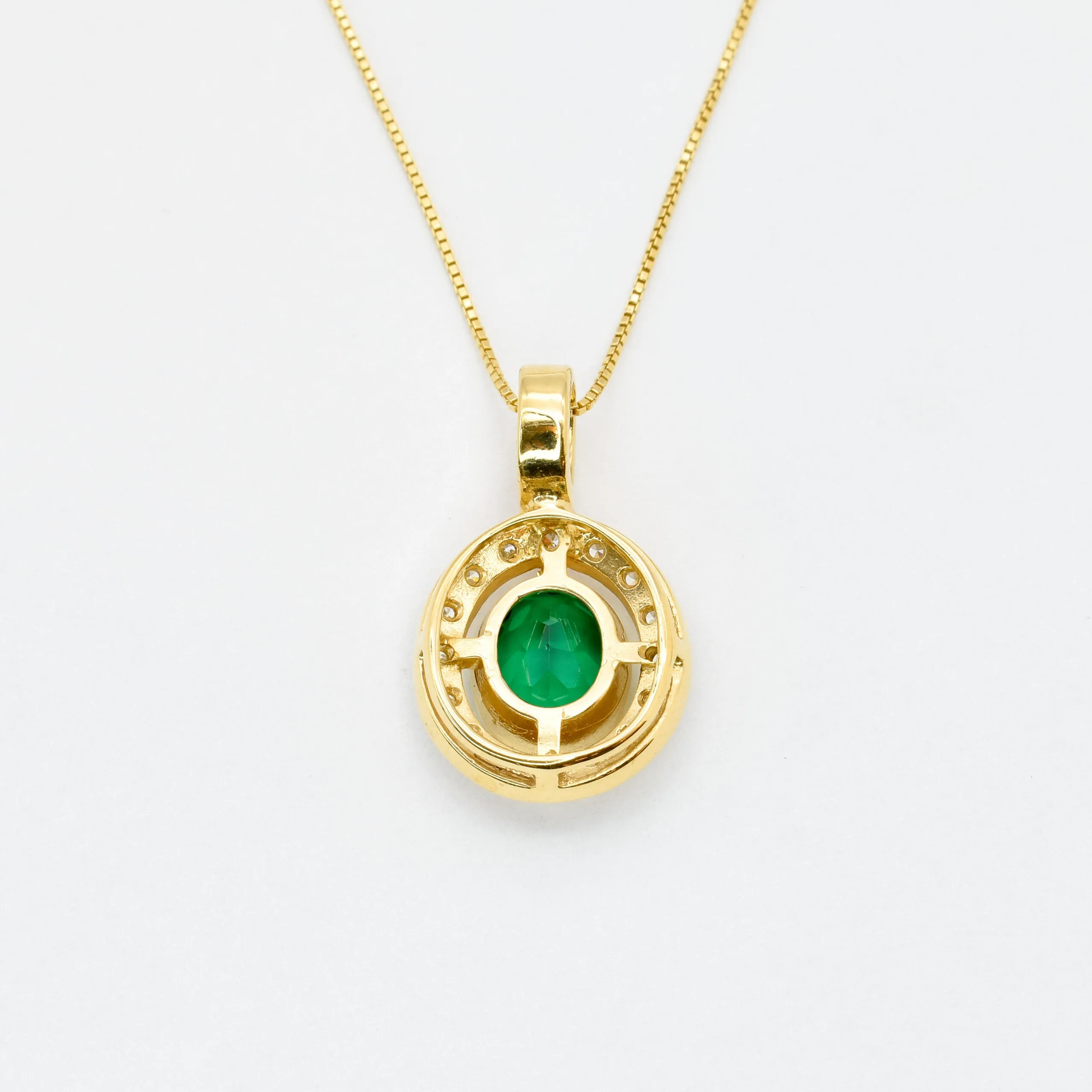 Gold Emerald Pendant - Created Emerald Necklace, Vintage Green Pendant