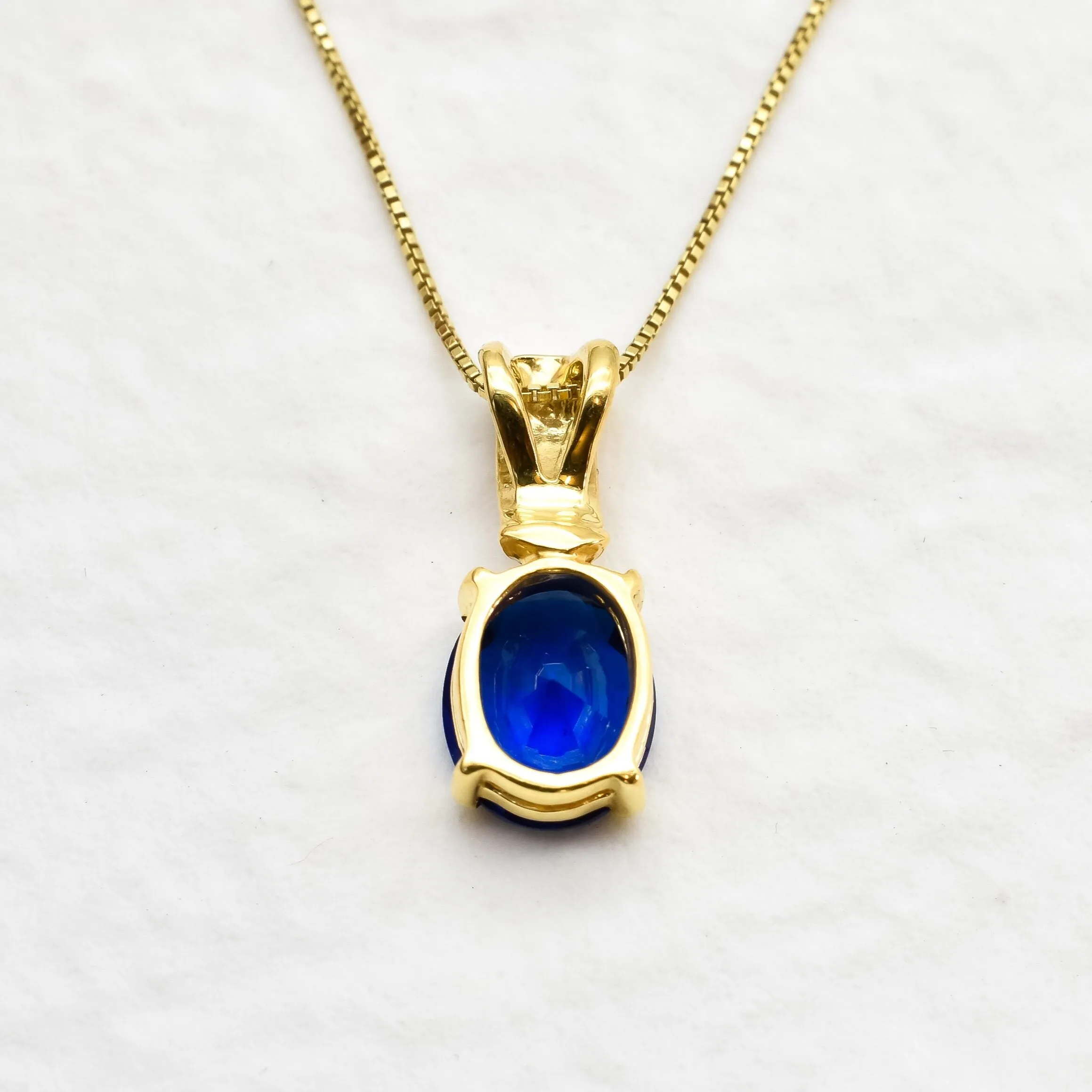 Gold Sapphire Pendant - Blue Diamond Necklace - Vintage Tribal Necklace