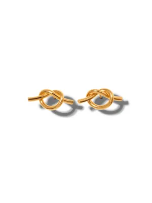 Gold Why Knot Stud Post Earrings