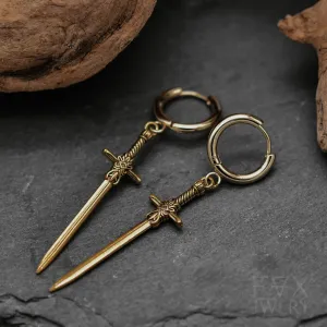 Golden Sword Earring Hoops