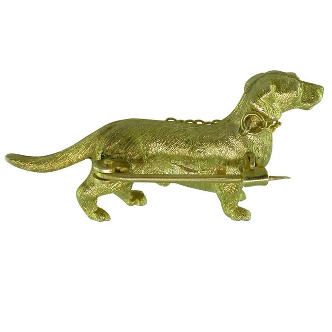 Hallmarked Gold Dog Brooch