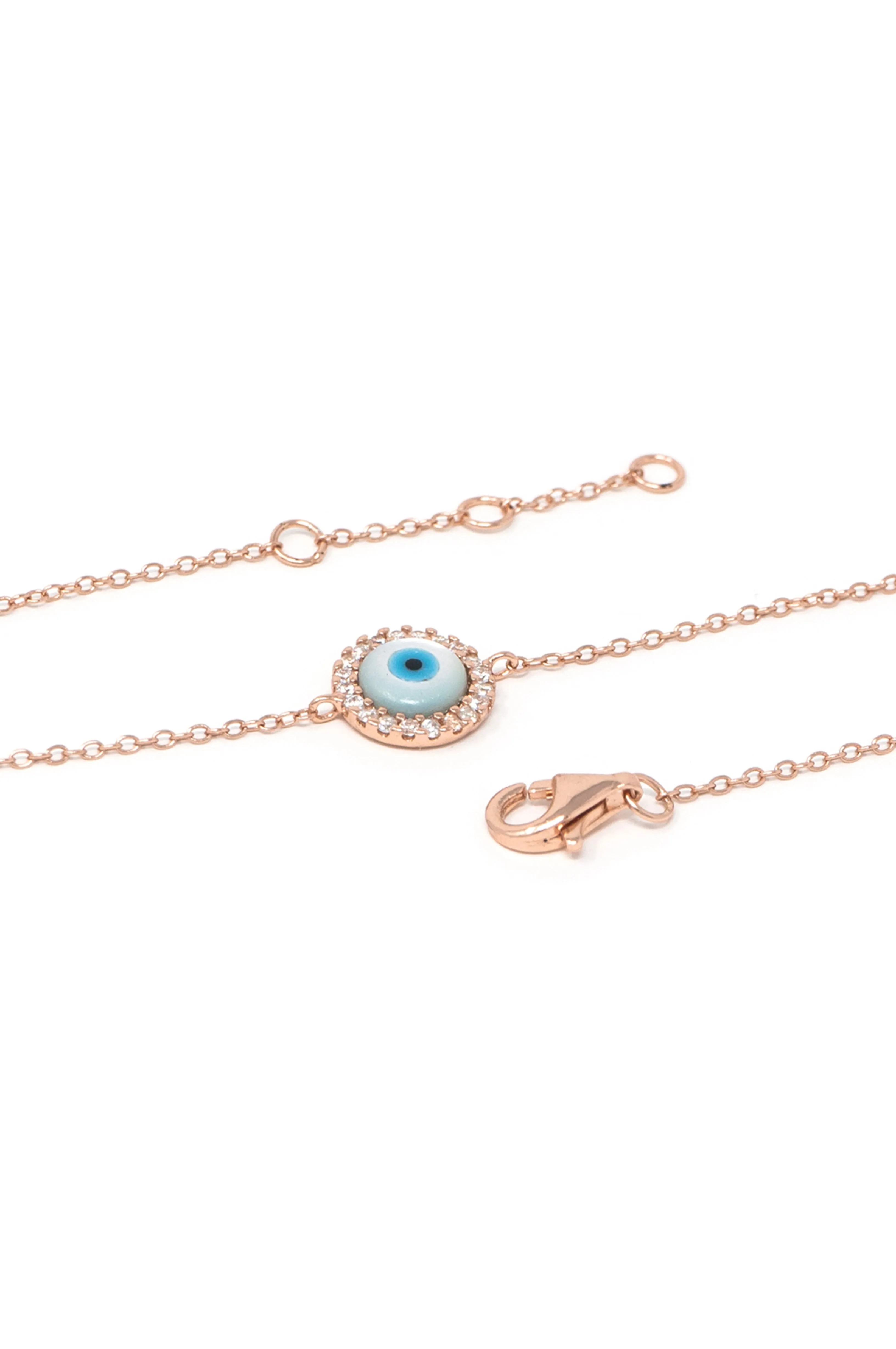 Halo Evil Eye Sterling Silver Chain Bracelet