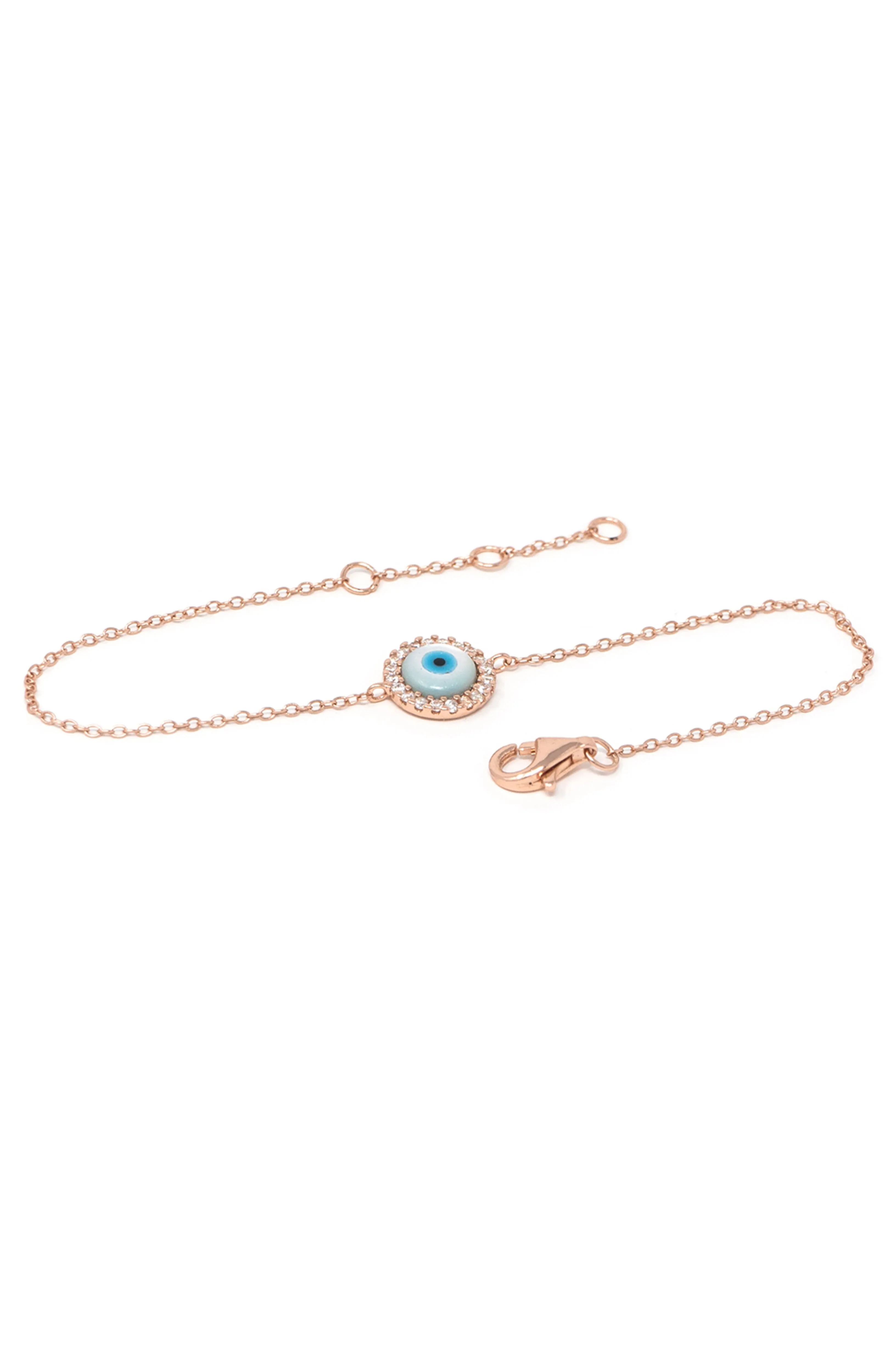 Halo Evil Eye Sterling Silver Chain Bracelet