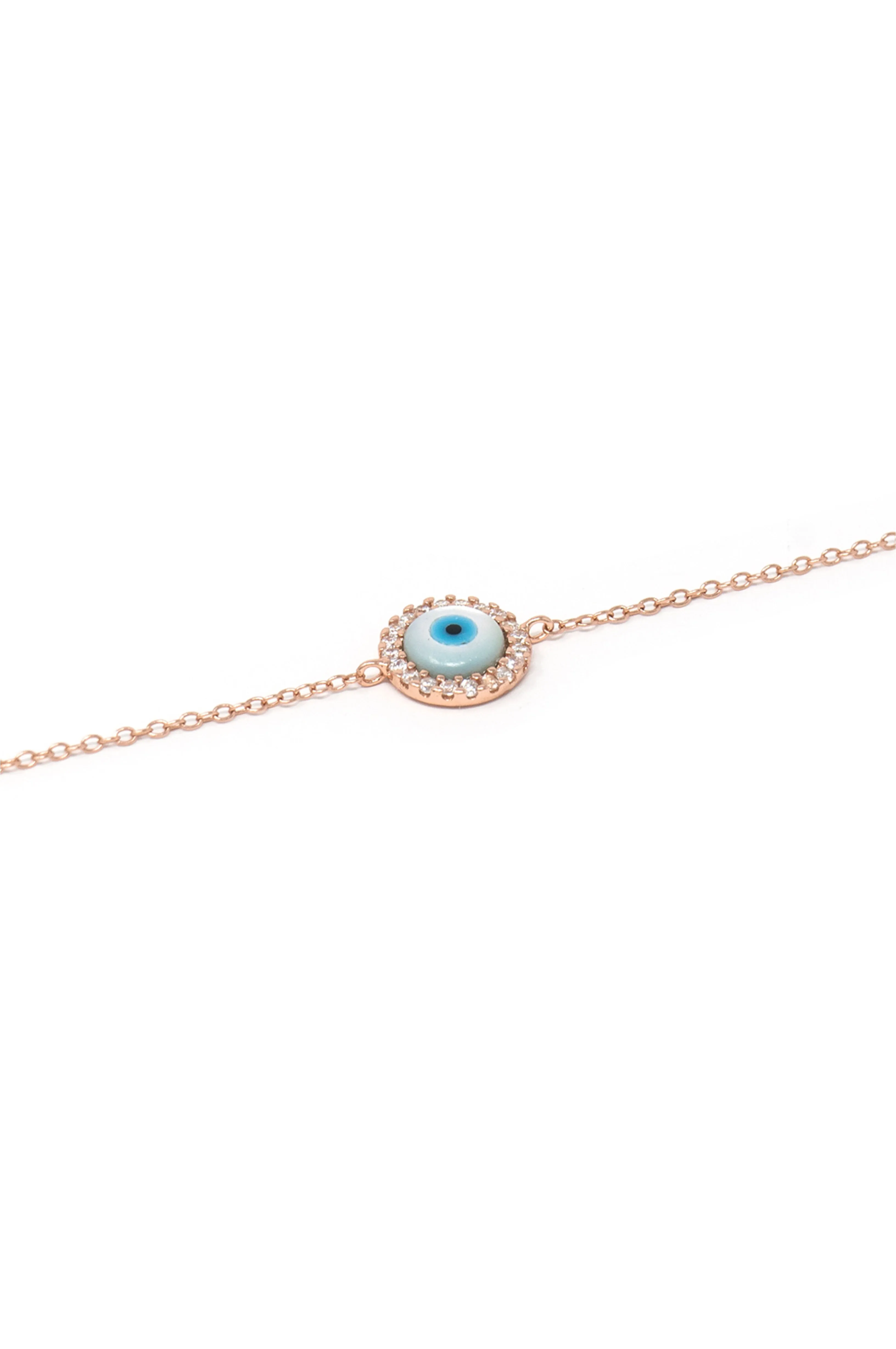 Halo Evil Eye Sterling Silver Chain Bracelet