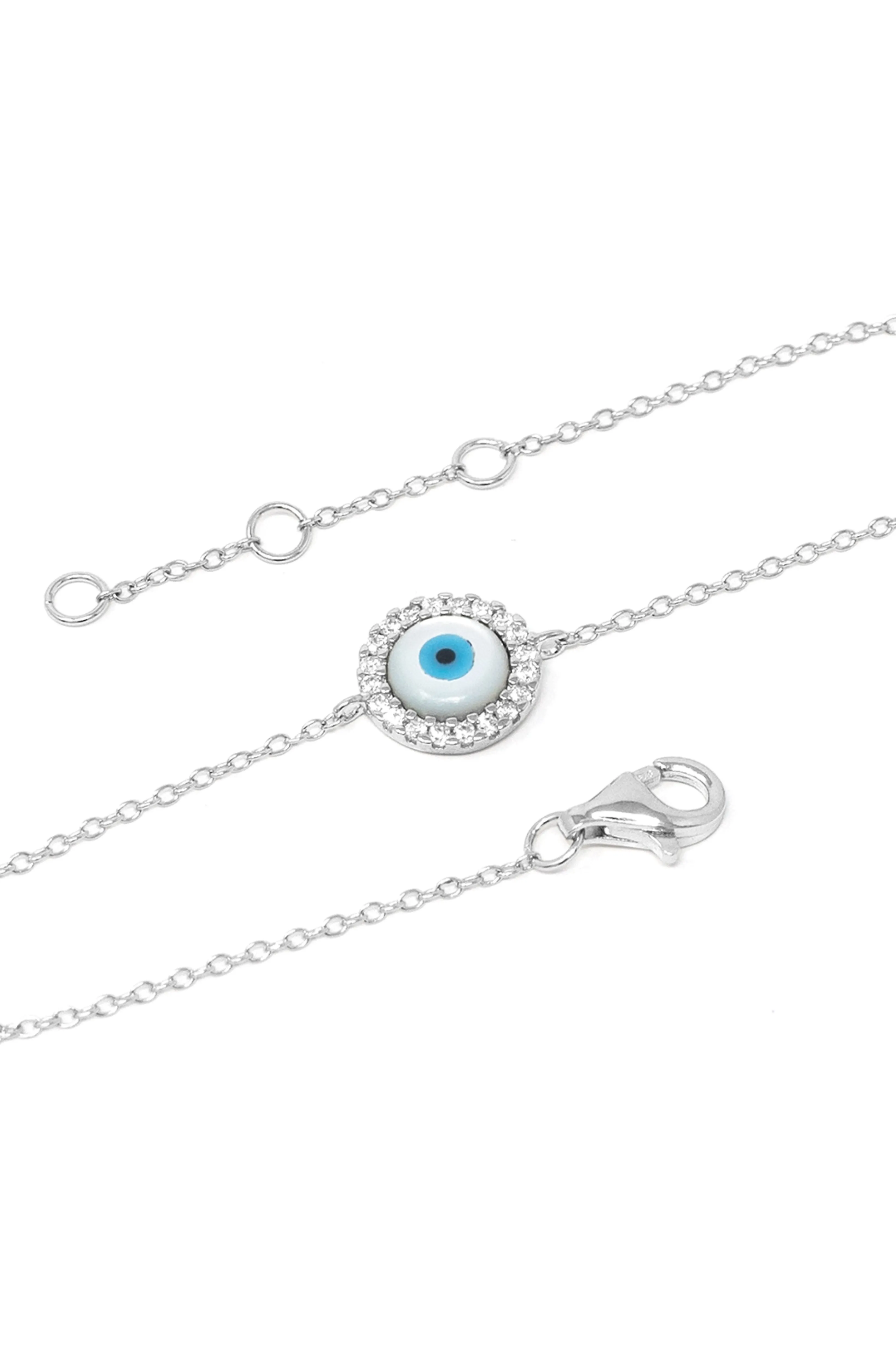 Halo Evil Eye Sterling Silver Chain Bracelet