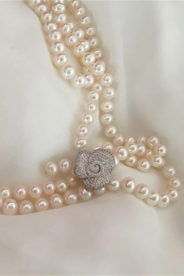 Handmade Near Round 7-8mm Freshwater Pearl Necklace P23